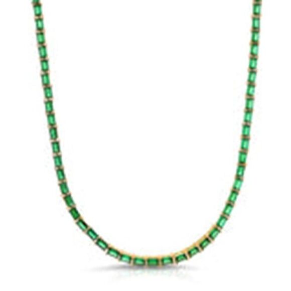 JOY DRAVECKY LOOKIN' FINE NECKLACE w/GREEN (Emerald) CUBIC ZIRCONIA STONES NWOT - Picture 2 of 9